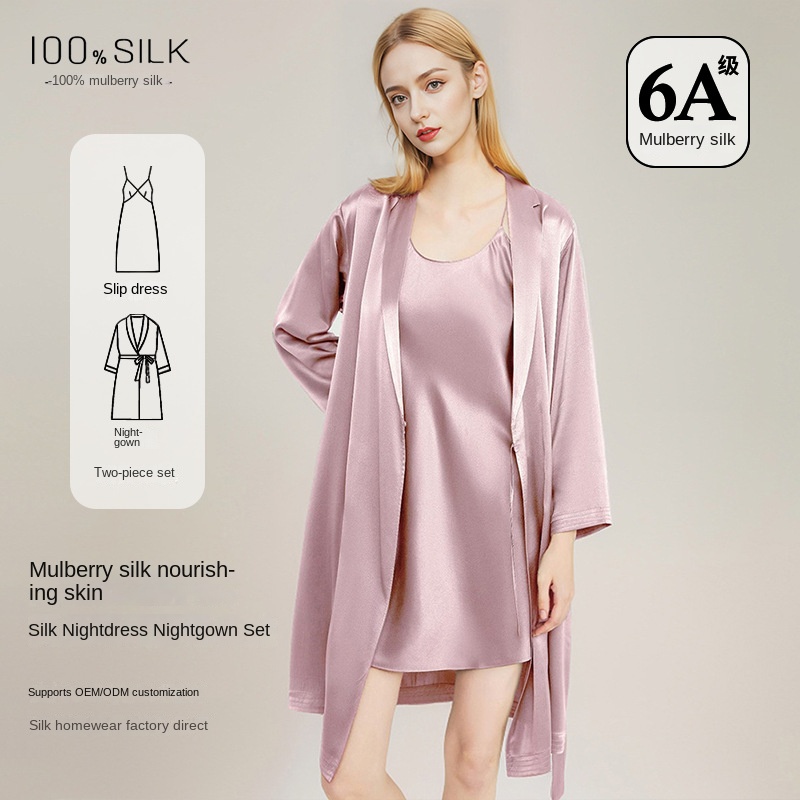 Robe Silk Women - Elegantes Damen-Nachthemd und Morgenmantel Set aus