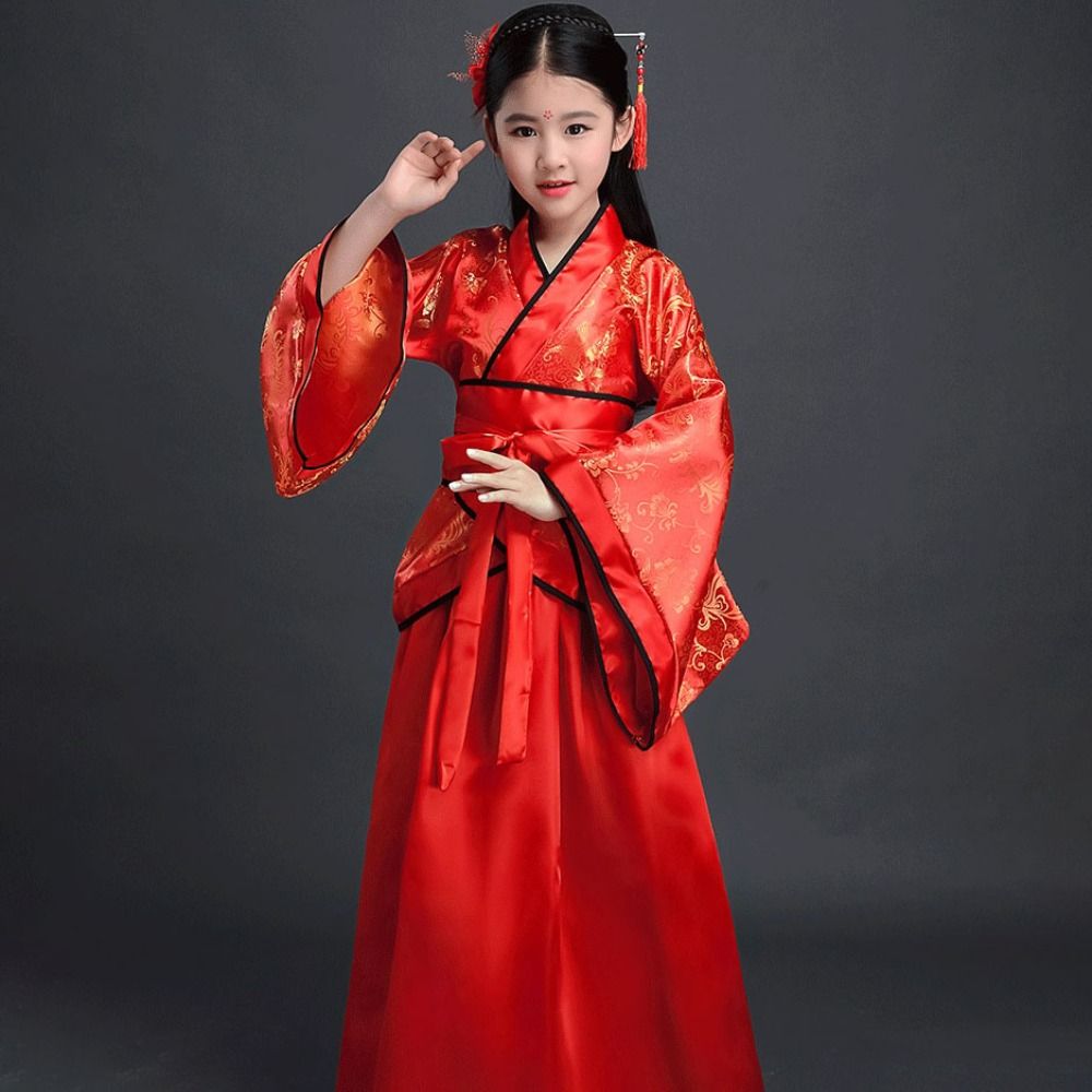 Robe Silk Women - Mode Ethnische Kinder Alte Kostüme Gedruckt