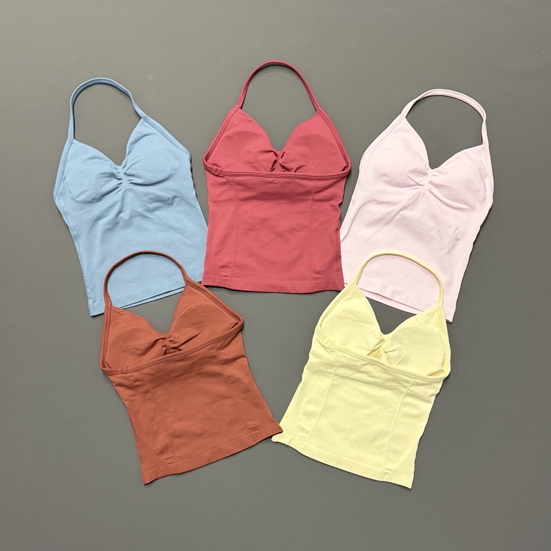 Sports Bra High Impact - Nahtloses Damen-Sport-Tanktop mit Neckholder und Spaghettiträgern,