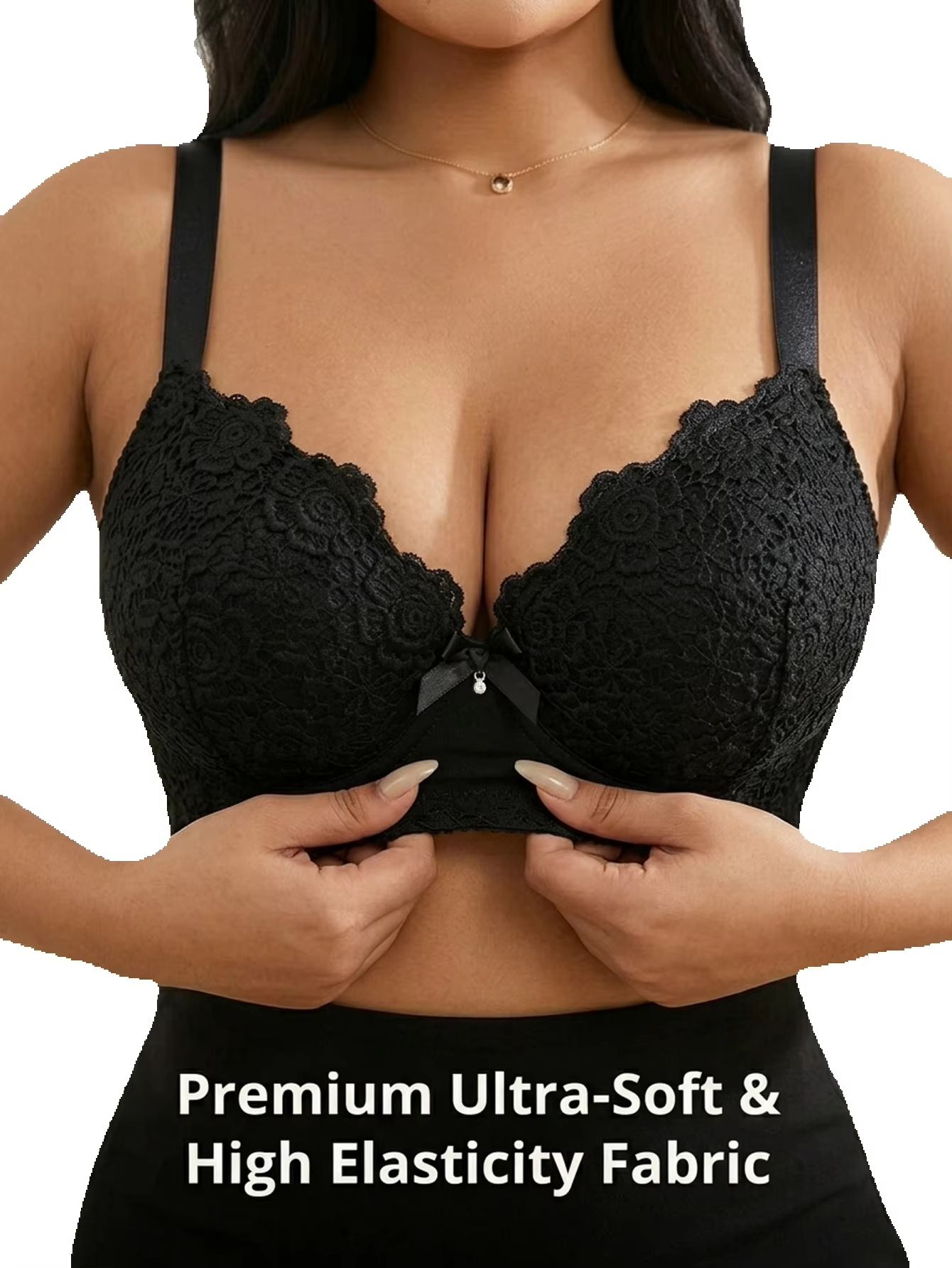 Push Up Bra Padded - Damen Plus Size Blumenmuster Push-Up BH