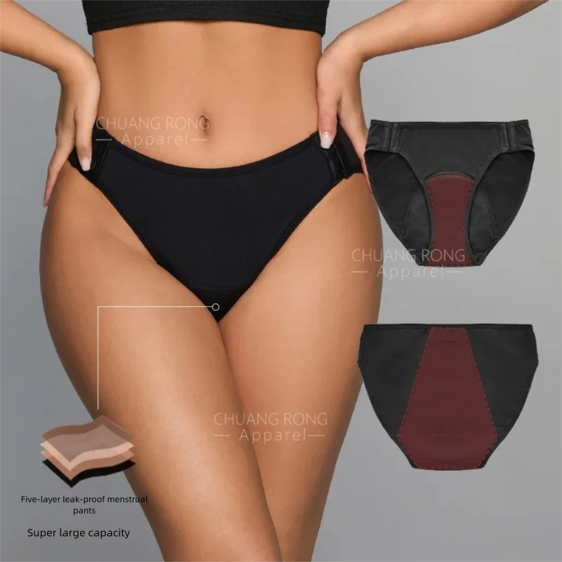 Period Panty Absorbent - Plus Size Damen-Menstruationsunterwäsche mit einfachem Druckknopf,