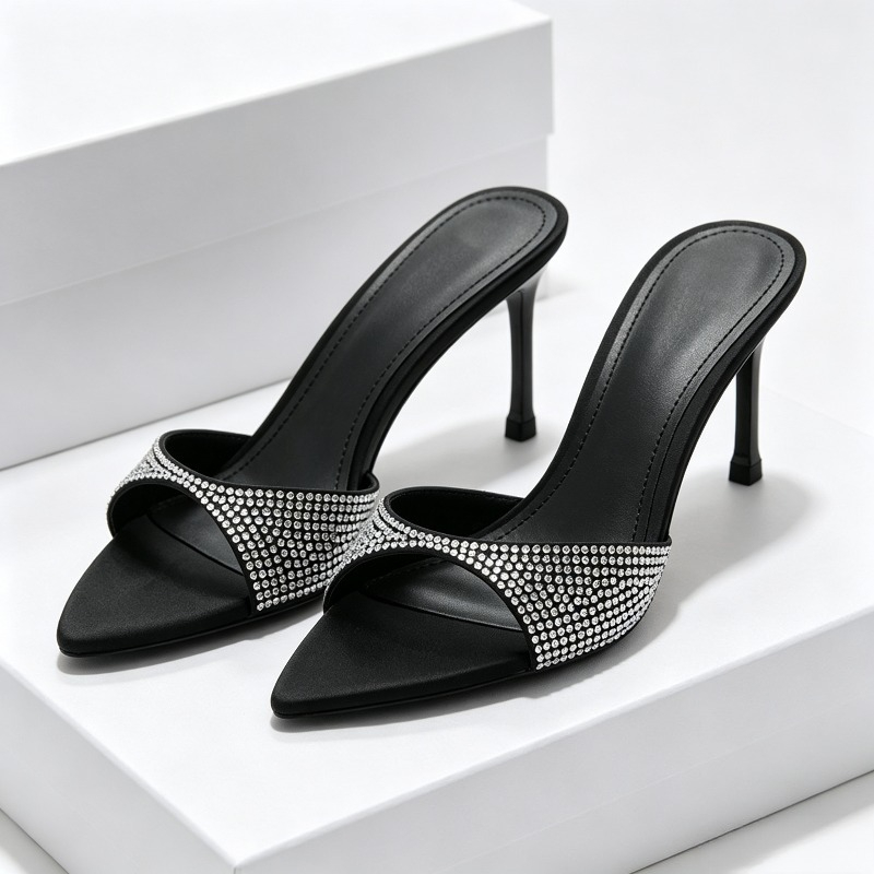 Slip Dress Satin - Strass Designer Heels Hausschuhe Frauen 2026