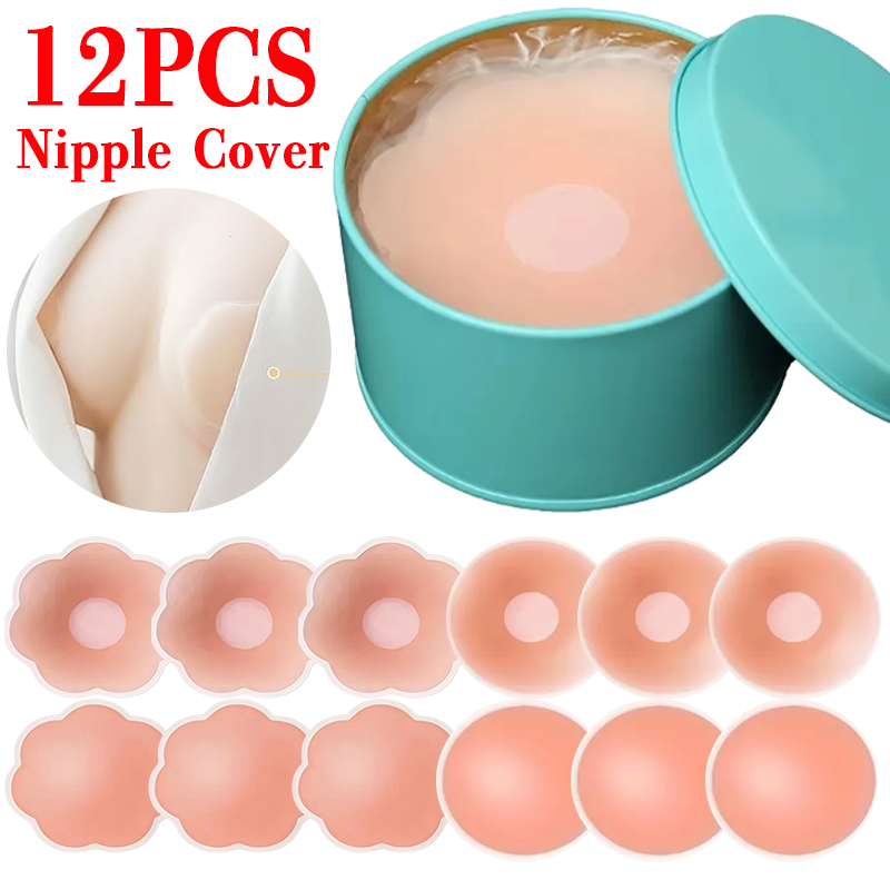 Nipple Cover Pasties - 6/12 Stück unsichtbare selbstklebende Brustpads, wiederverwendbare