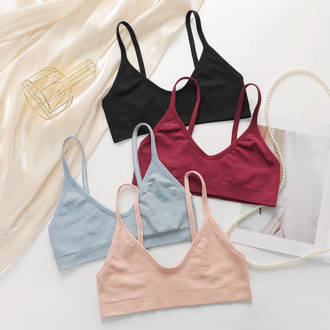 Bralette Wireless Soft - Nahtloser, kabelloser BH für Damen, solide,