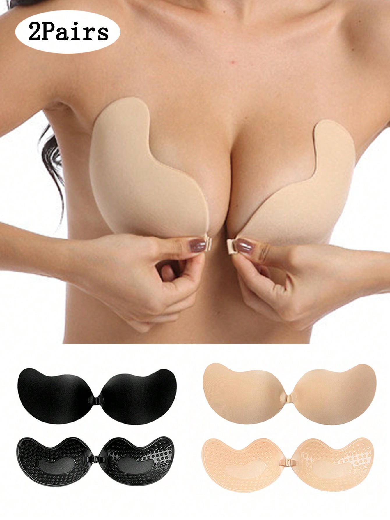 Push Up Bra Padded - 2er-Pack Selbstklebende Unsichtbare Trägerlose Push-Up-Pads für