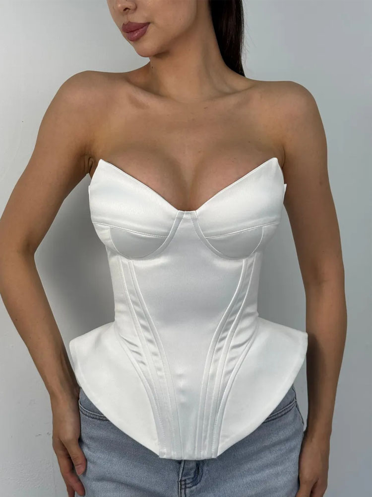 Corset Waist Cinch - BKQU Sexy Fishbone Trägerloses Korsett-Top für