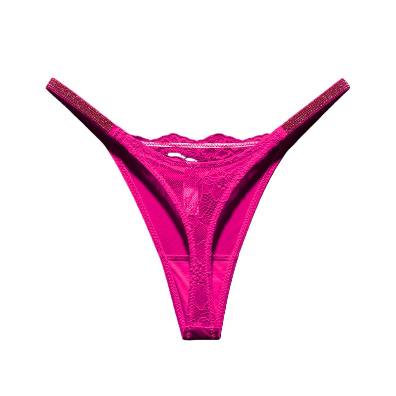 Seamless Underwear Women - Strassbesetzte Spitzen-Sexy-Damenunterwäsche, nahtloser G-String, transparenter Tanga