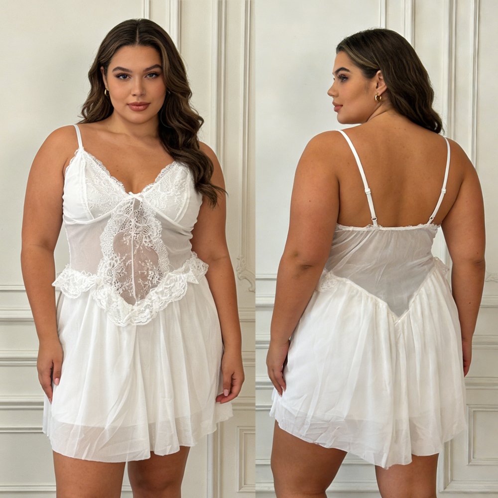 Sexy Weißes Spitzen-Blumen-Nac – Babydoll Chemise Night Bewertung und Preis
