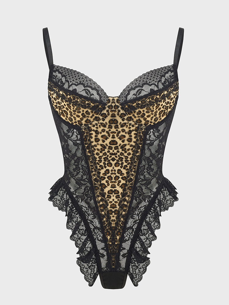 Sexy Spitze Leopard Muster Bod – Shapewear Bodysuit Firm Bewertung und Preis