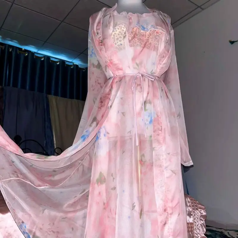 Rosa Seide bedrucktes durchsic – Robe Silk Women Bewertung und Preis